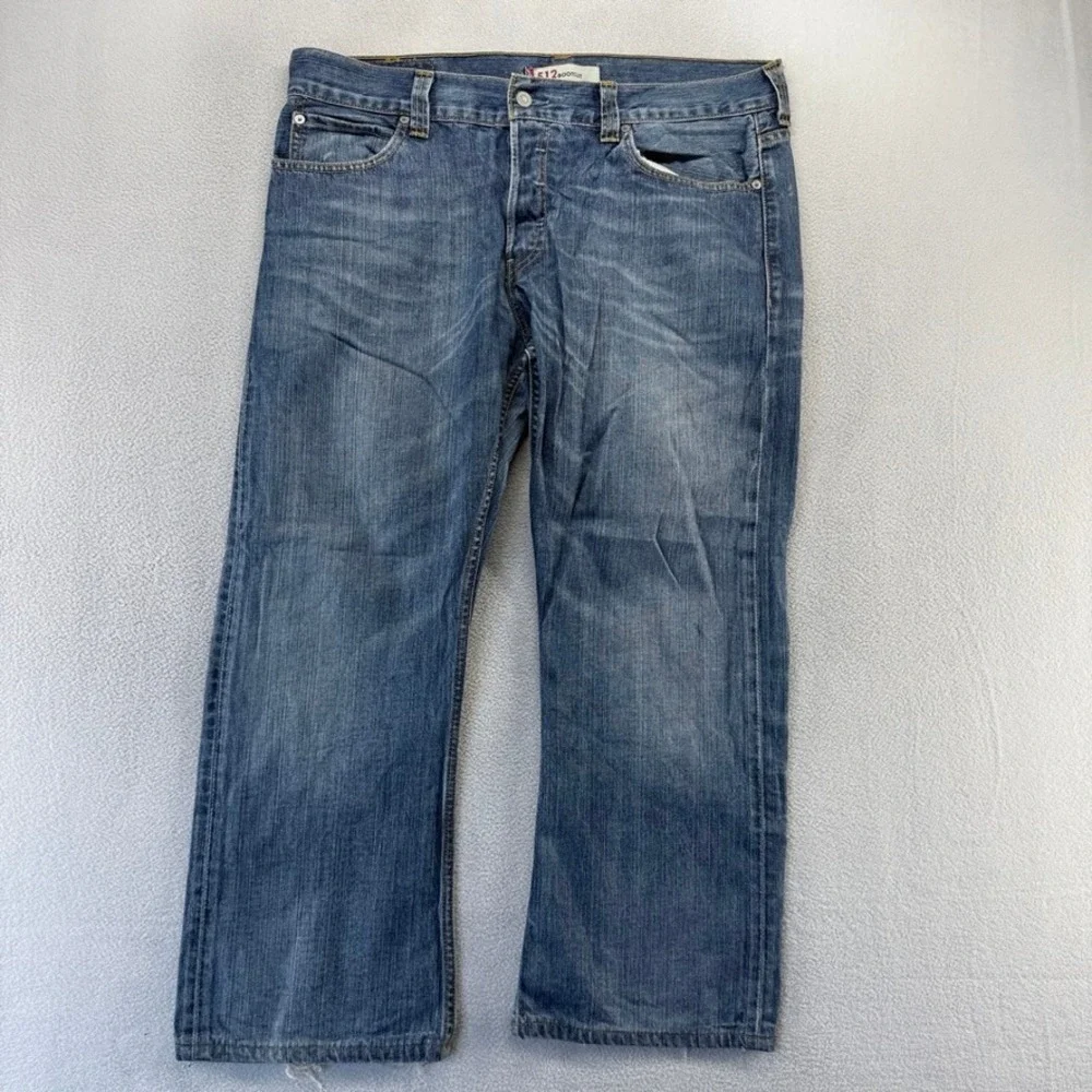 Vintage Levis Jeans Mens 38x34 Fit 38x27 Blue 512 Bootcut Denim Baggy Hemmed y2k